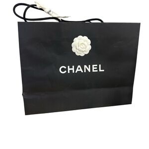 Chanel Black Luxury Shopping Bag with Iconic Logo & Ribbon